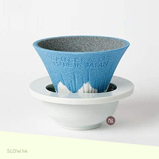 COFIL Fuji 有田燒 滴漏式手沖陶瓷咖啡濾杯 - 天藍色