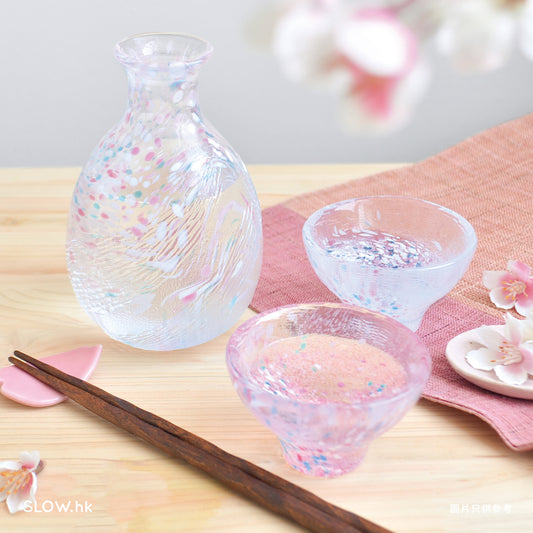TOYO-SASAKI GLASS 彩雫 玻璃清酒杯 粉藍色