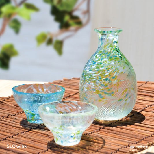 TOYO-SASAKI GLASS 彩雫 玻璃清酒杯 藍綠色